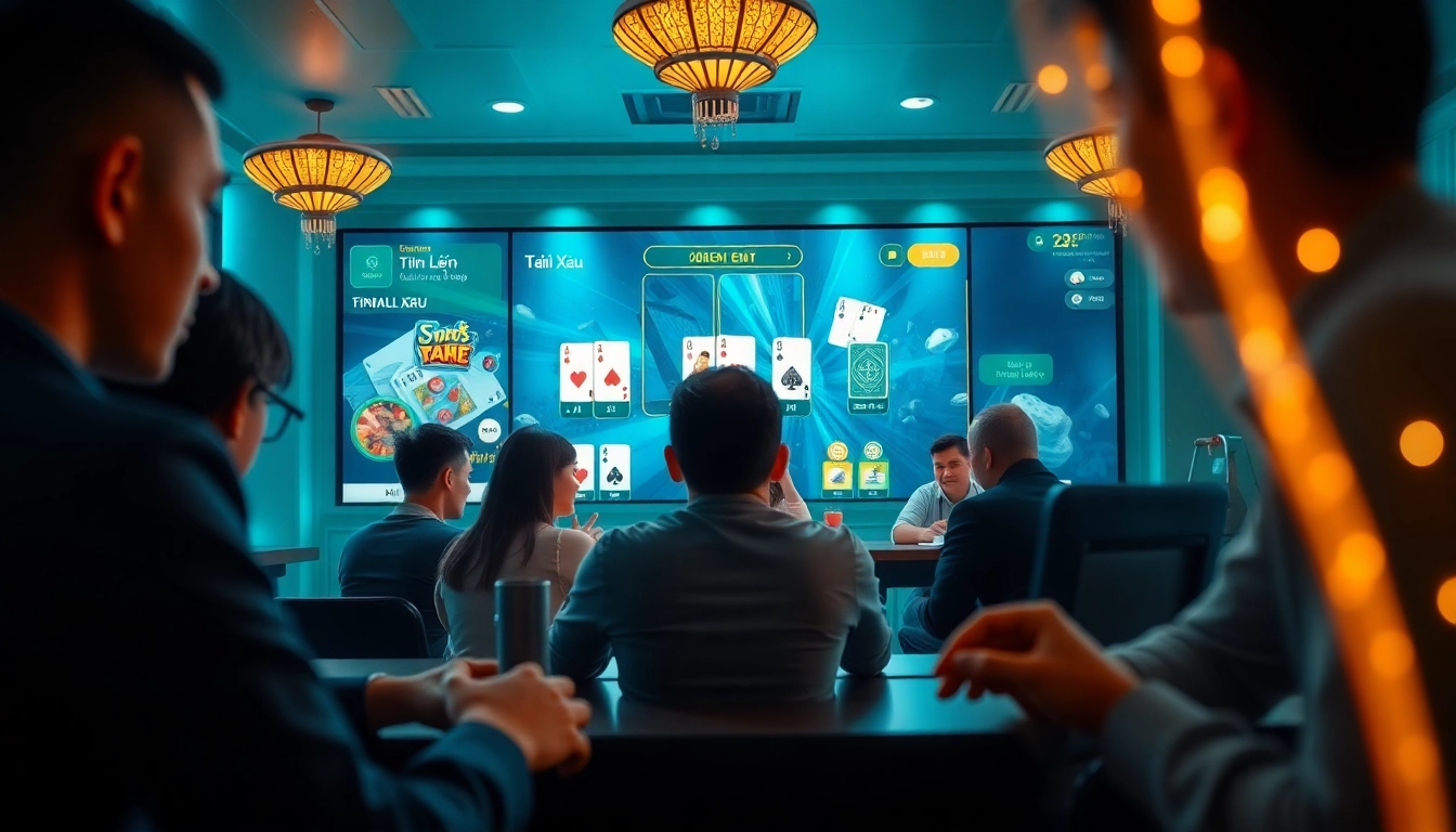 Engaging online gaming atmosphere at gamebaidoithuong.com.vc featuring players enjoying card games.