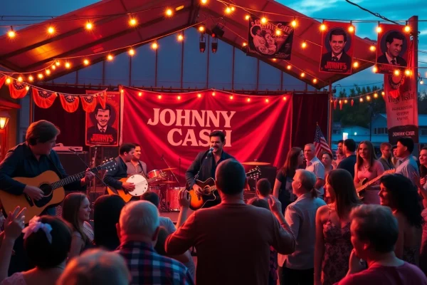 JohnnyCashBirthday.com celebration scene featuring lively tribute to Johnny Cash.