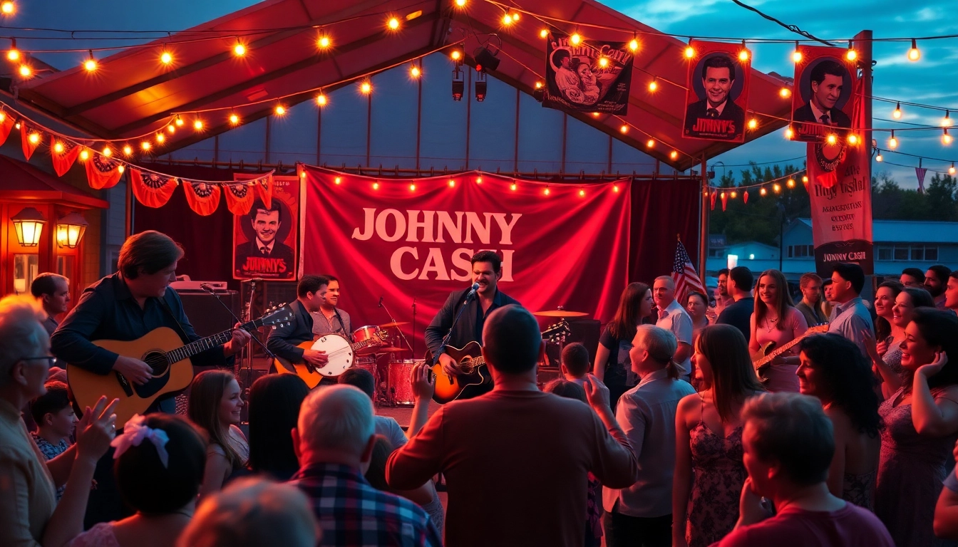 JohnnyCashBirthday.com celebration scene featuring lively tribute to Johnny Cash.