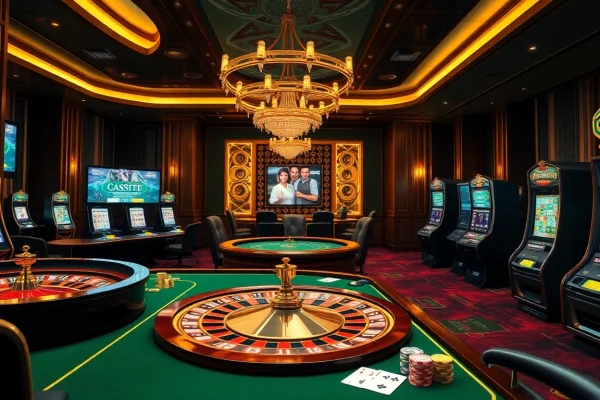 Engage with thrilling gameplay at c54.gb.net featuring a luxurious casino atmosphere with roulette and poker tables.