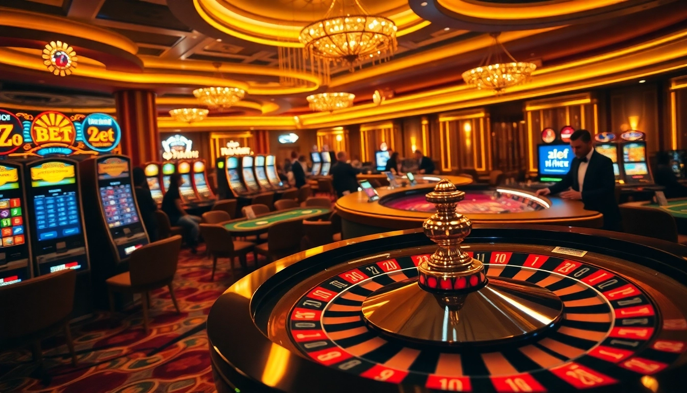 Players engaging in thrilling games at a Z bet casino, capturing the excitement of gambling.