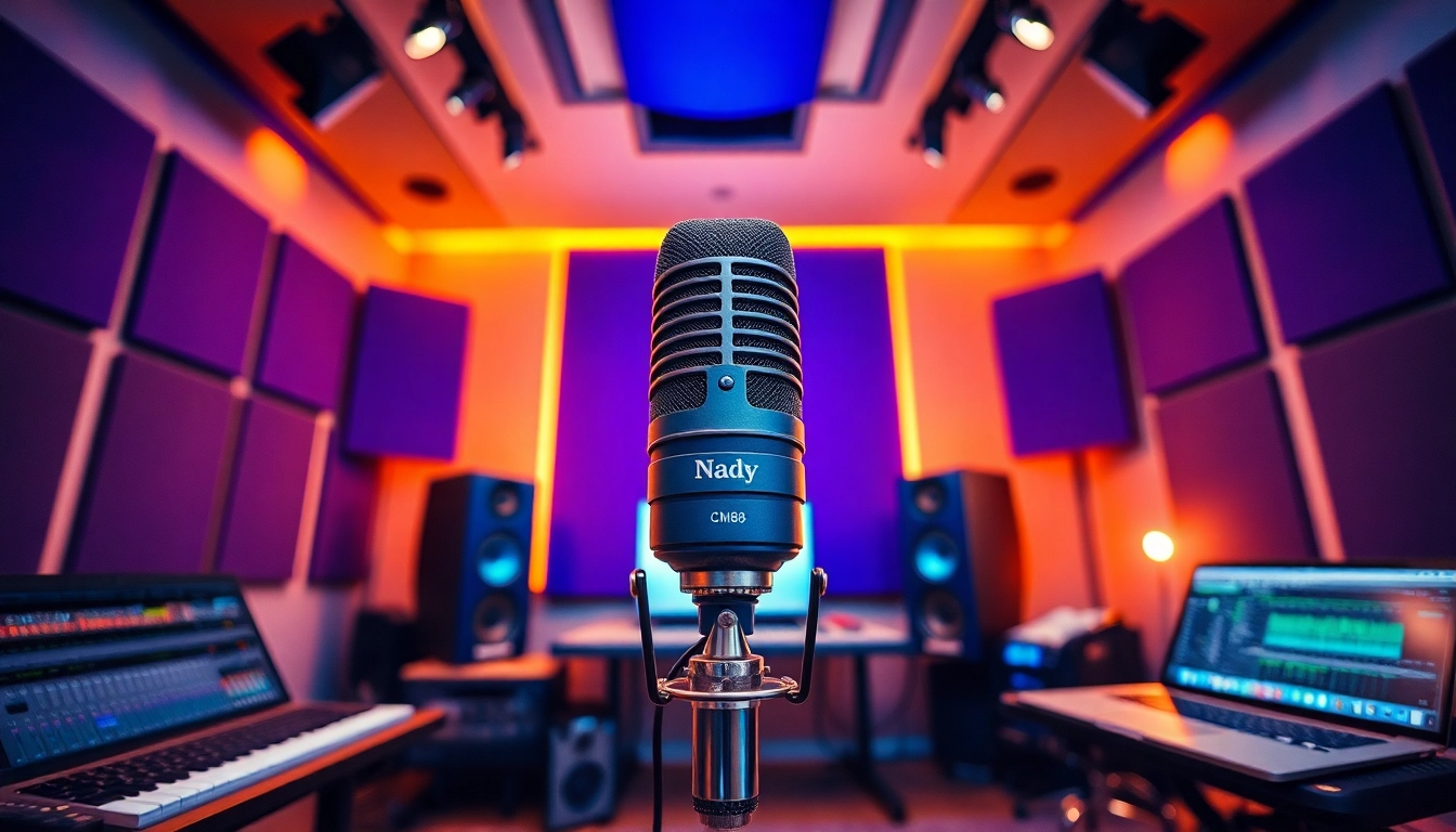 CM88 microphone in a professional music studio environment with audio equipment.